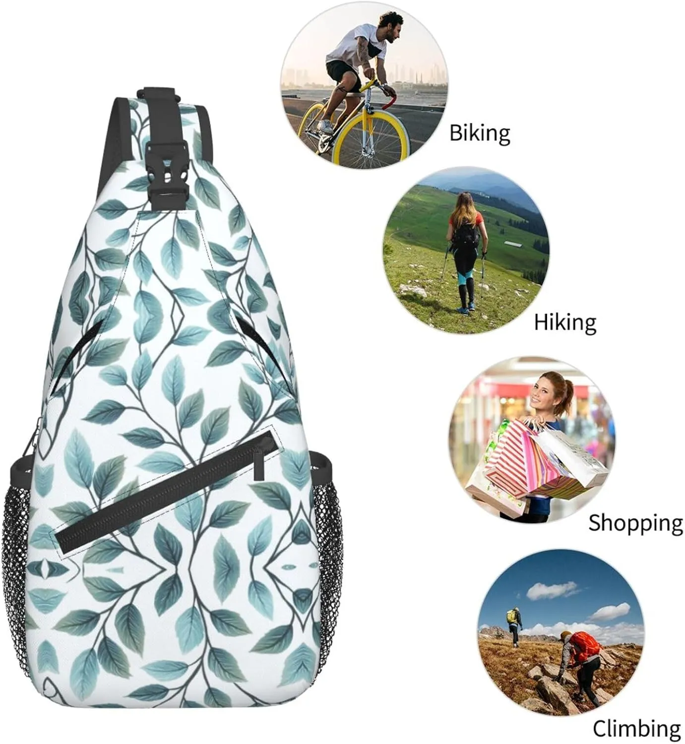 Blue Print Sling Bag Crossbody Shoulder Backpack Chest Bags Gym Travel Hiking Casual Daypack