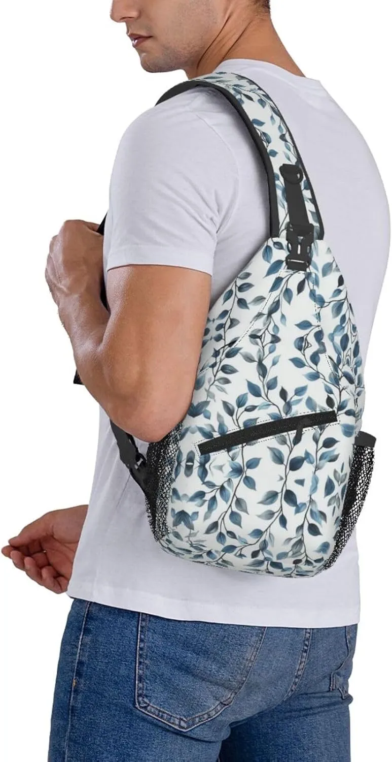 Blue Print Sling Bag Crossbody Shoulder Backpack Chest Bags Gym Travel Hiking Casual Daypack