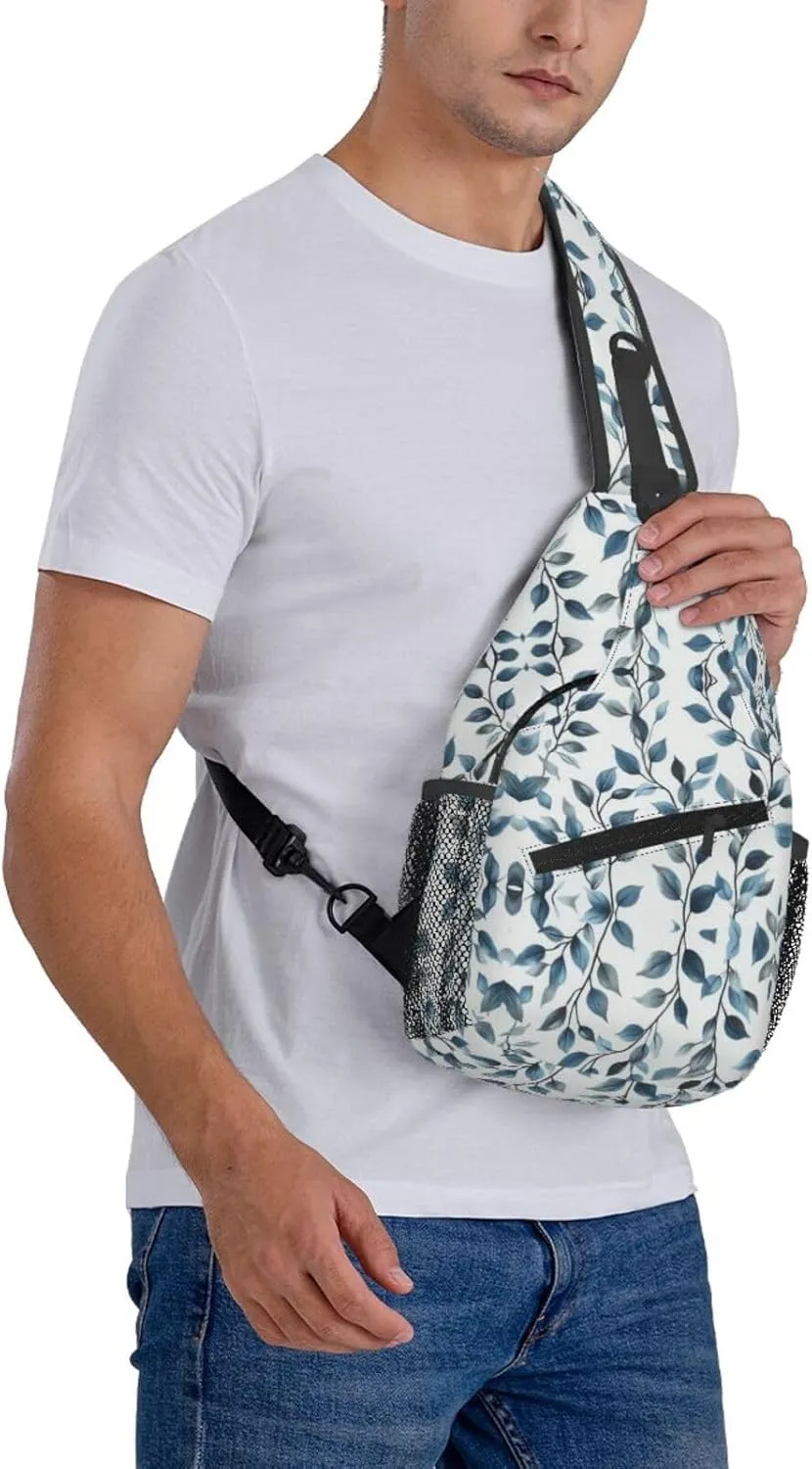 Blue Print Sling Bag Crossbody Shoulder Backpack Chest Bags Gym Travel Hiking Casual Daypack