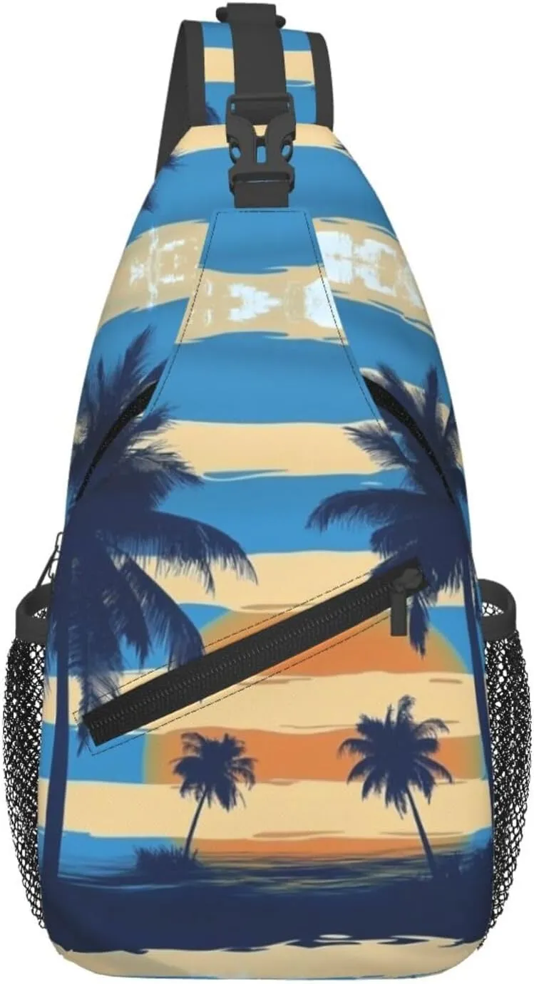 Blue Print Sling Bag Crossbody Shoulder Backpack Chest Bags Gym Travel Hiking Casual Daypack