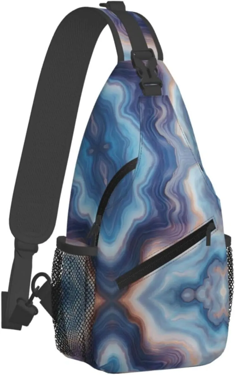 Blue Print Sling Bag Crossbody Shoulder Backpack Chest Bags Gym Travel Hiking Casual Daypack
