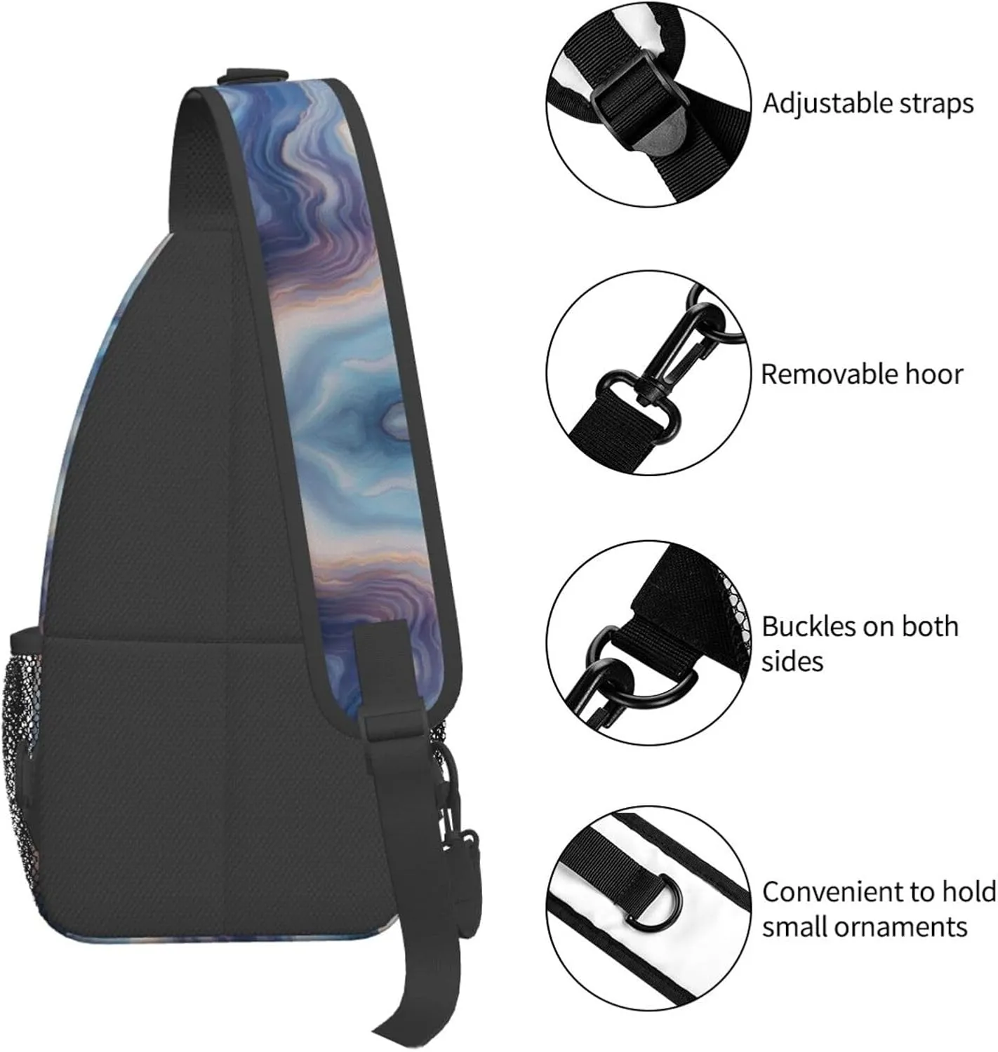 Blue Print Sling Bag Crossbody Shoulder Backpack Chest Bags Gym Travel Hiking Casual Daypack