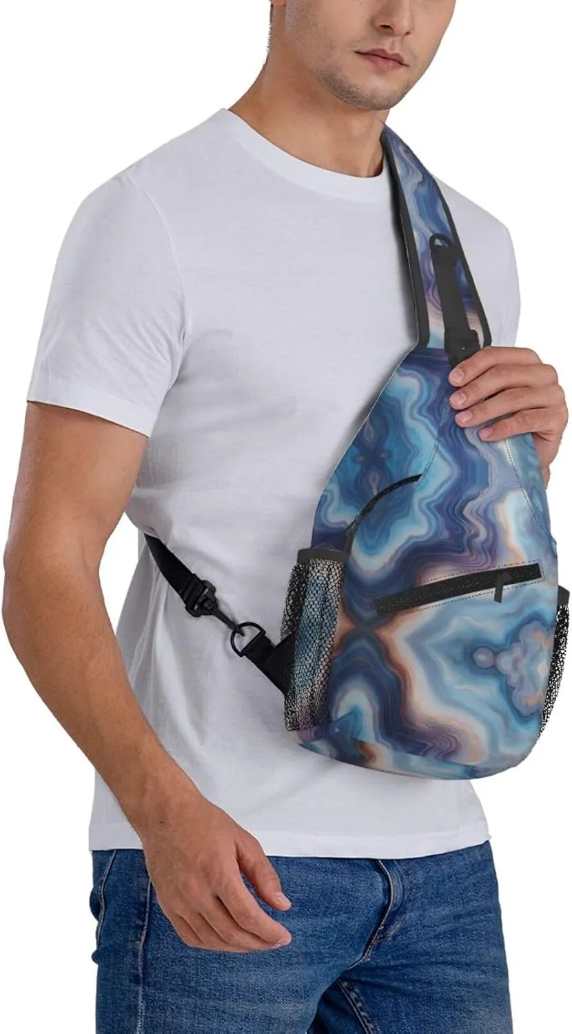 Blue Print Sling Bag Crossbody Shoulder Backpack Chest Bags Gym Travel Hiking Casual Daypack