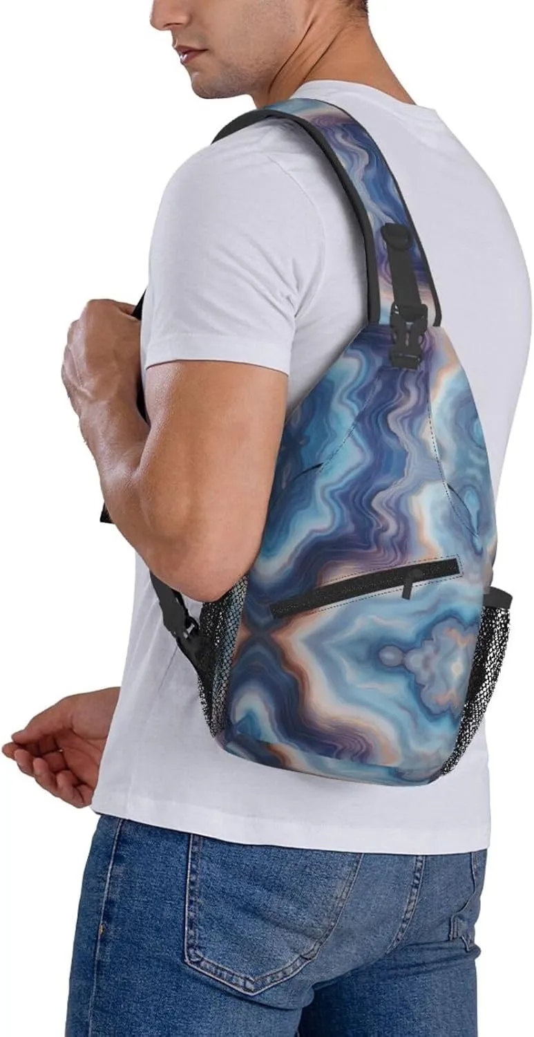 Blue Print Sling Bag Crossbody Shoulder Backpack Chest Bags Gym Travel Hiking Casual Daypack