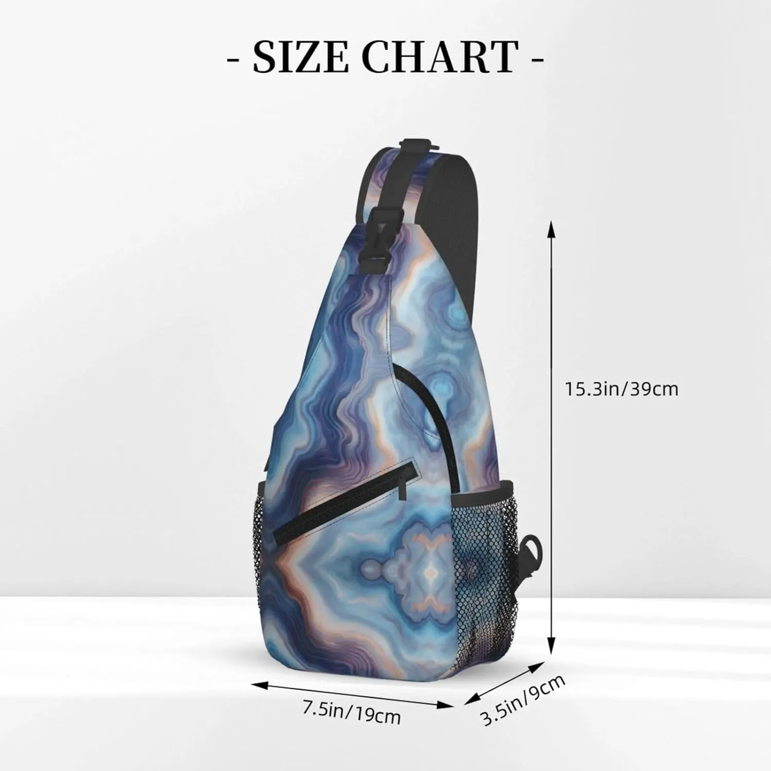 Blue Print Sling Bag Crossbody Shoulder Backpack Chest Bags Gym Travel Hiking Casual Daypack