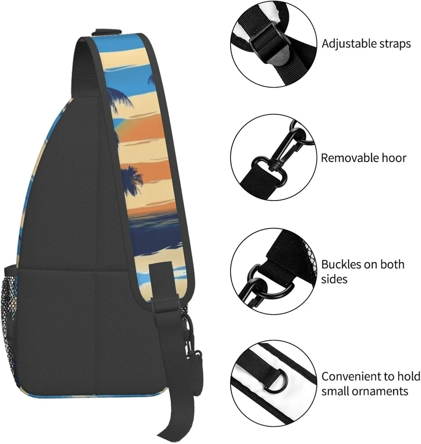Blue Print Sling Bag Crossbody Shoulder Backpack Chest Bags Gym Travel Hiking Casual Daypack