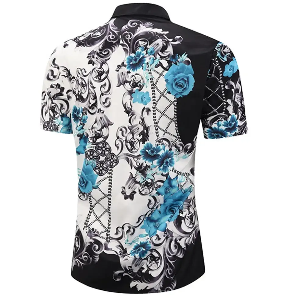 Blue Roses Clouds Buttons Shirt