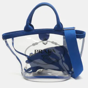 Blue/Transparent PVC and Canvas Logo Tote
