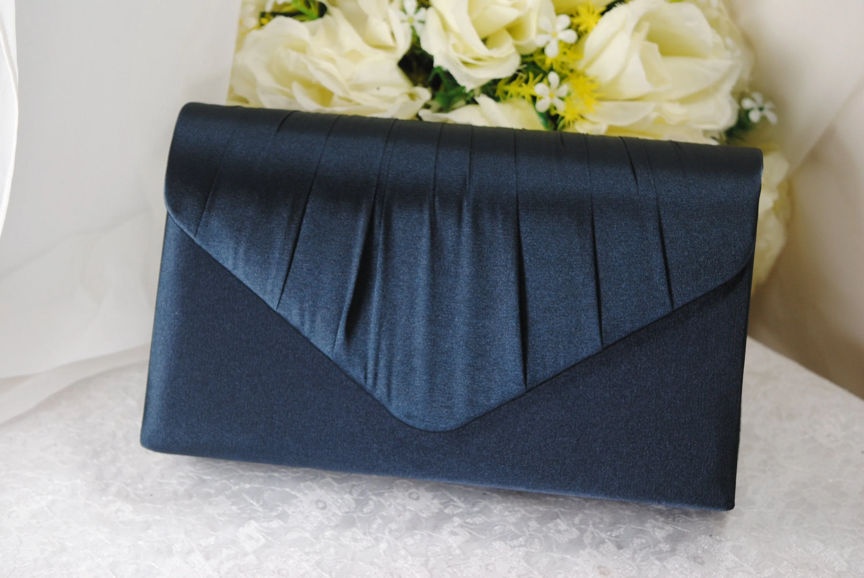 Blush Pink Bride Satin Clutch Bag, Over 25 colours