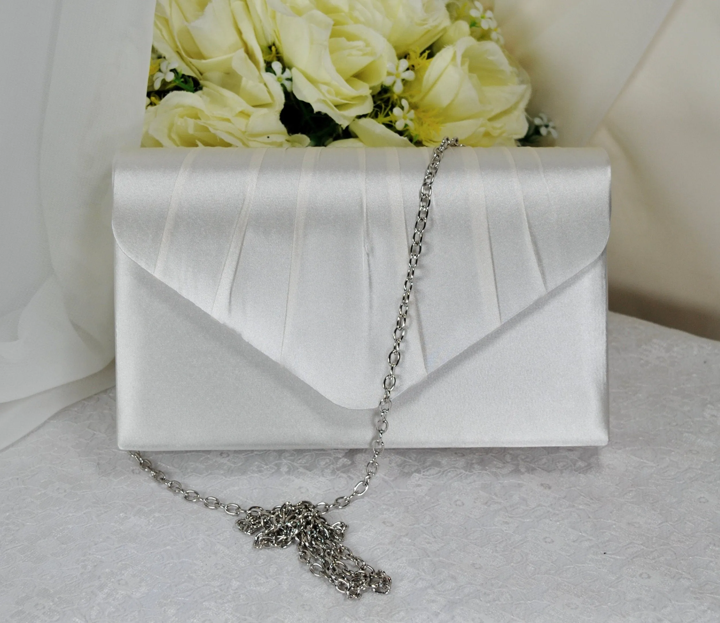 Blush Pink Bride Satin Clutch Bag, Over 25 colours