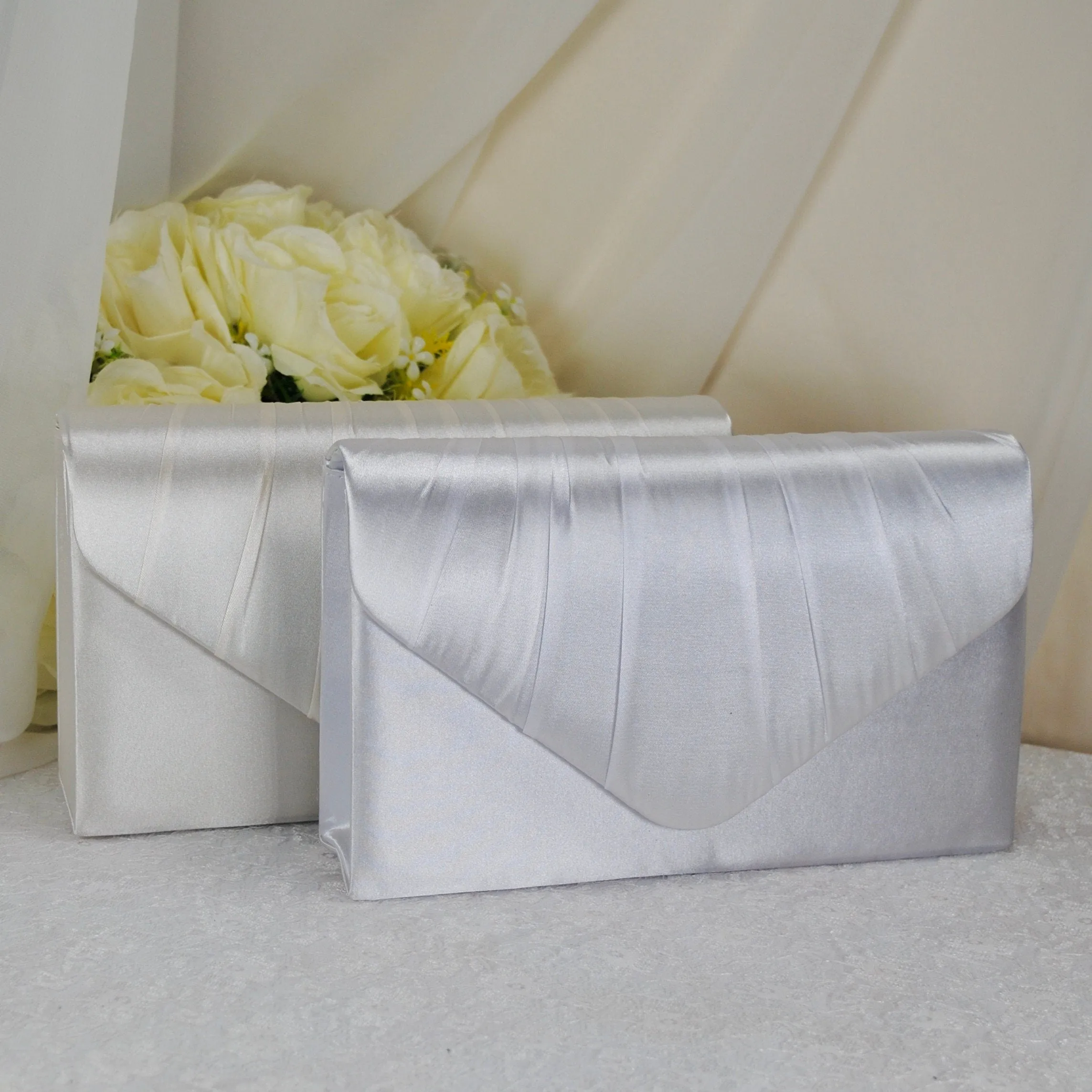 Blush Pink Bride Satin Clutch Bag, Over 25 colours