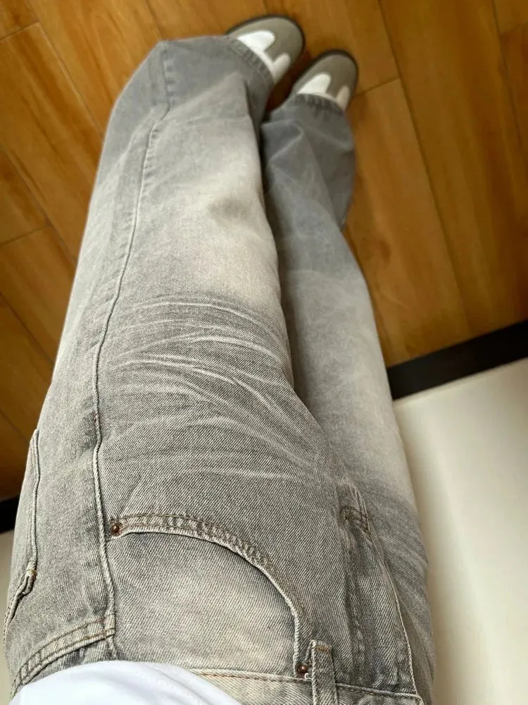 Bonnyshow Y2k Vintage Baggy Jeans Woman's Korean Fashion Denim Pants Harajuku Kpop Streetwear Trousers Japanese 2000s Style Spring