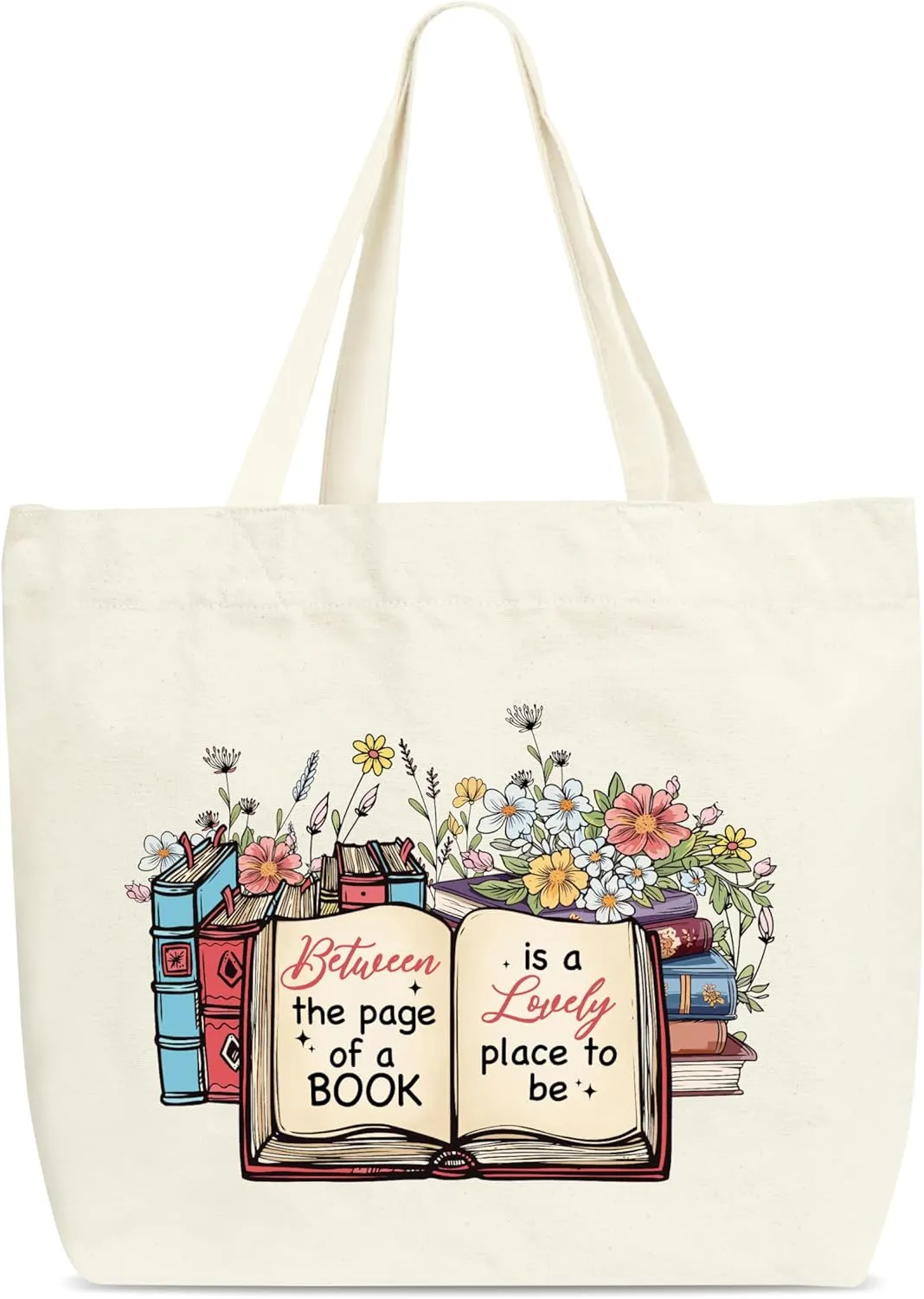 Book Tote Bag, Booktrovert Tote Bags, Book Lovers Gifts, Aesthetic Canvas Tote Bag For Shopping, Library Book Bag For Women Friends Family Teacher Colleagues -40