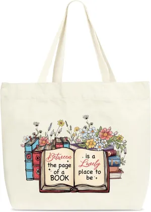 Book Tote Bag, Booktrovert Tote Bags, Book Lovers Gifts, Aesthetic Canvas Tote Bag For Shopping, Library Book Bag For Women Friends Family Teacher Colleagues -40