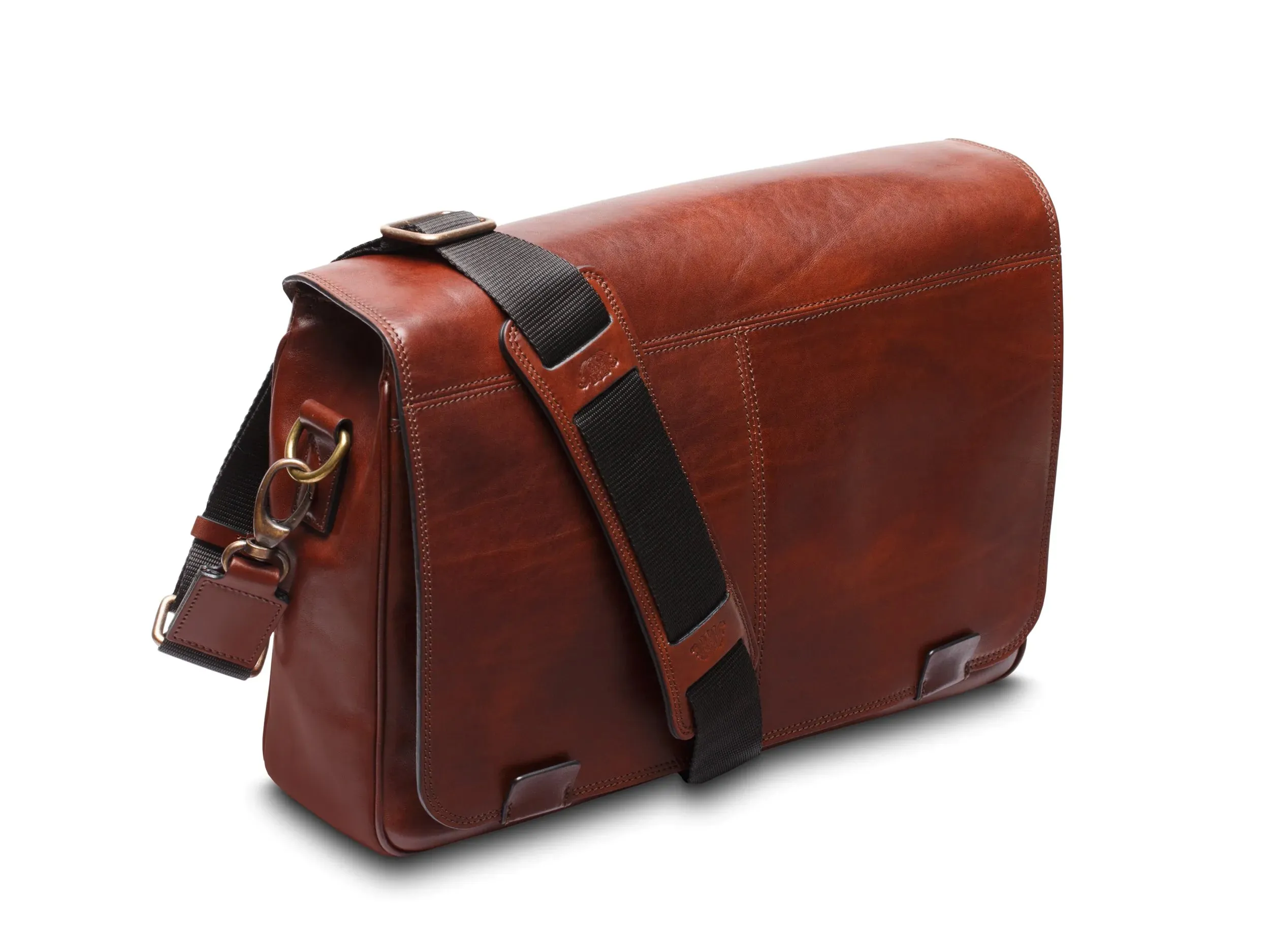 BOSCA 1911 DOLCE ITALIA MESSENGER - DARK BROWN