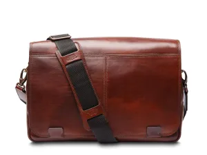 BOSCA 1911 DOLCE ITALIA MESSENGER - DARK BROWN