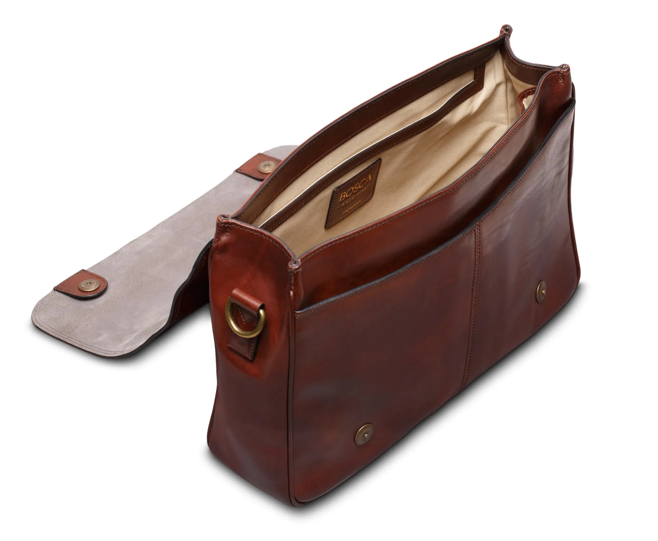 BOSCA 1911 DOLCE ITALIA MESSENGER - DARK BROWN