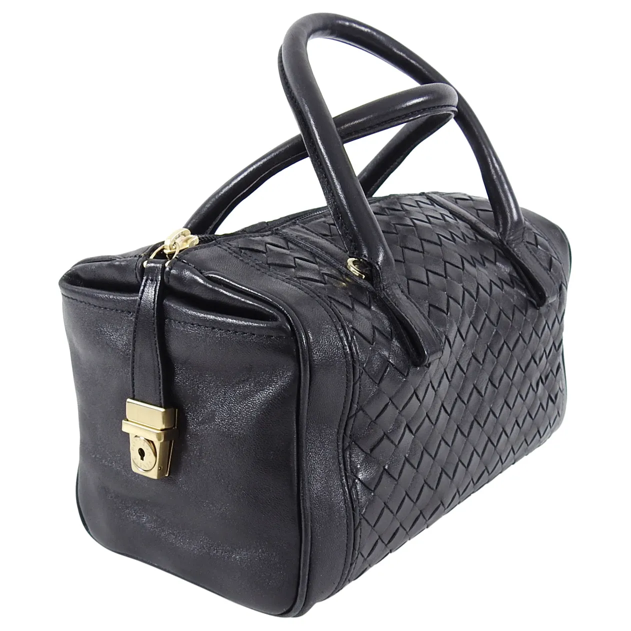 Bottega Veneta Black Intrecciato Leather Small Doctor Bag