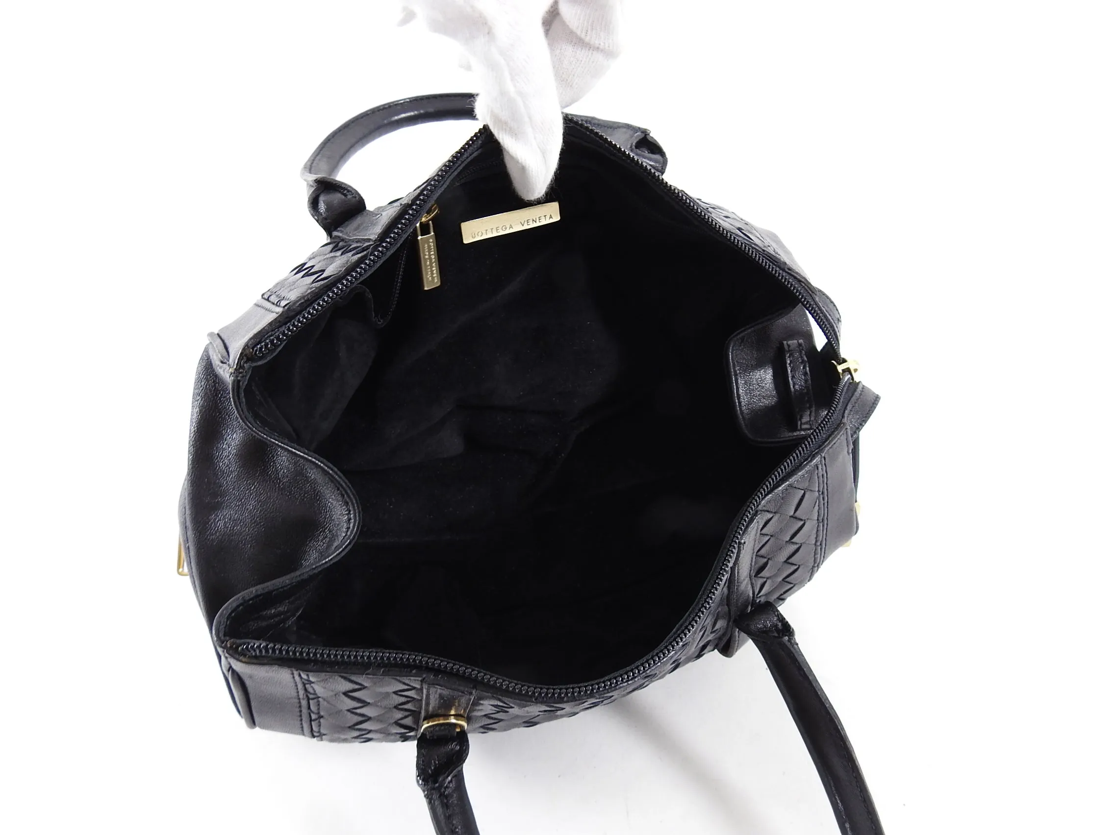 Bottega Veneta Black Intrecciato Leather Small Doctor Bag