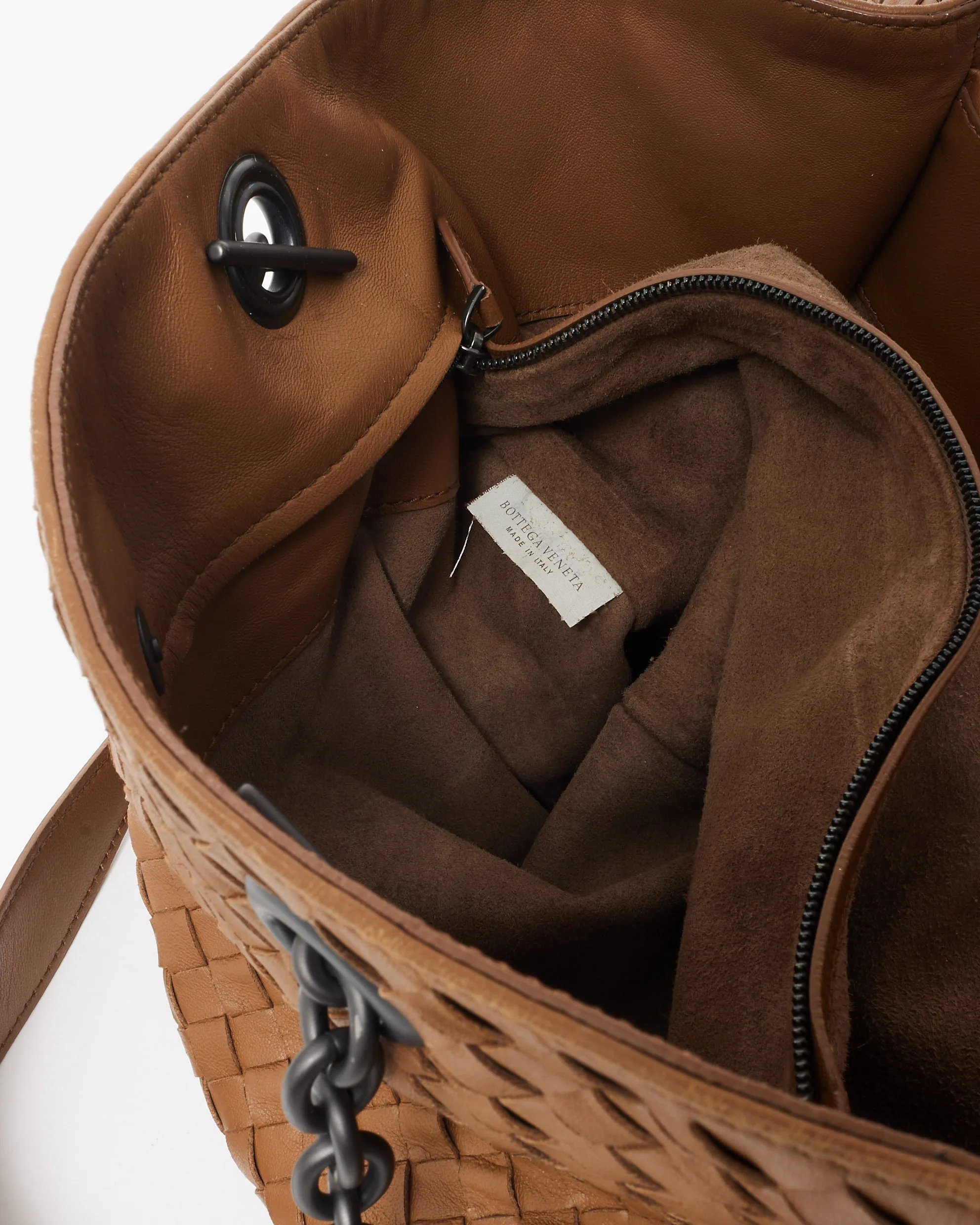Bottega Veneta Vintage Brown Intrecciato Leather Hobo Shoulder Bag