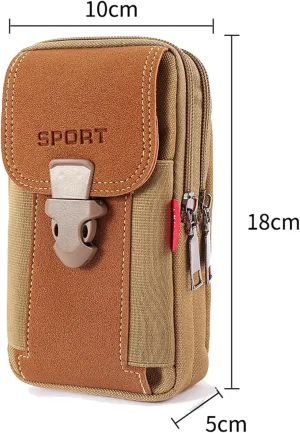 Braun Men's Small Waist Bag Multifunctional Bum Bag for Cycling Hiking Camping Brown, brown