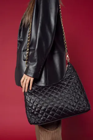 Bristol Quilted Nylon Hobo w/ Chain Strap