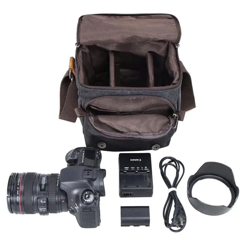 Brown CANVAS WATERPROOF MENS Small Side CAMERA Bag LARGE NIKON CAMERA BAG Gray DSLR CAMERA BAG FOR MEN