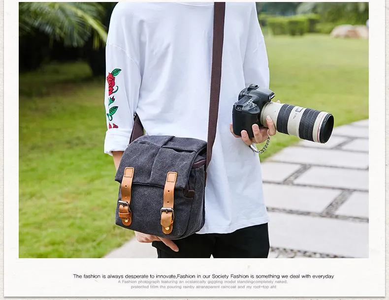 Brown CANVAS WATERPROOF MENS Small Side CAMERA Bag LARGE NIKON CAMERA BAG Gray DSLR CAMERA BAG FOR MEN
