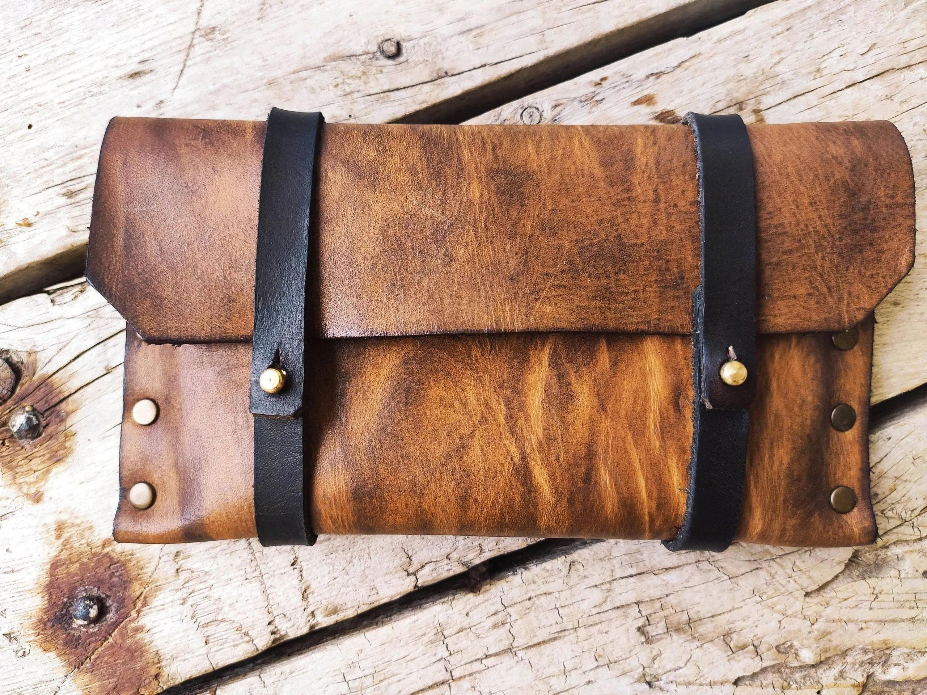 Brown Leather Pouch Bag - Phone Holder Tobacco Case Clutch  More - Sleek and Versatile Design