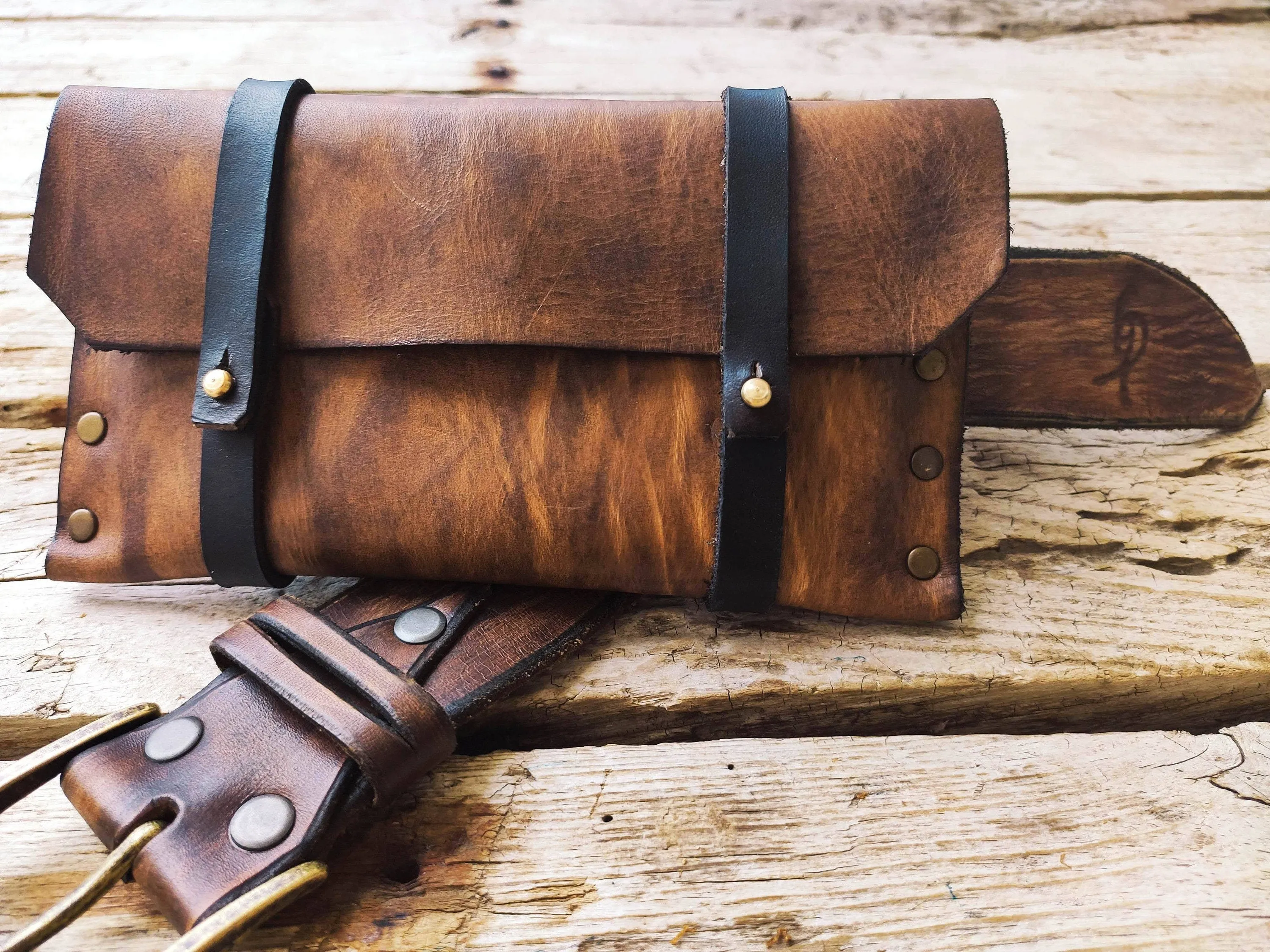 Brown Leather Pouch Bag - Phone Holder Tobacco Case Clutch  More - Sleek and Versatile Design