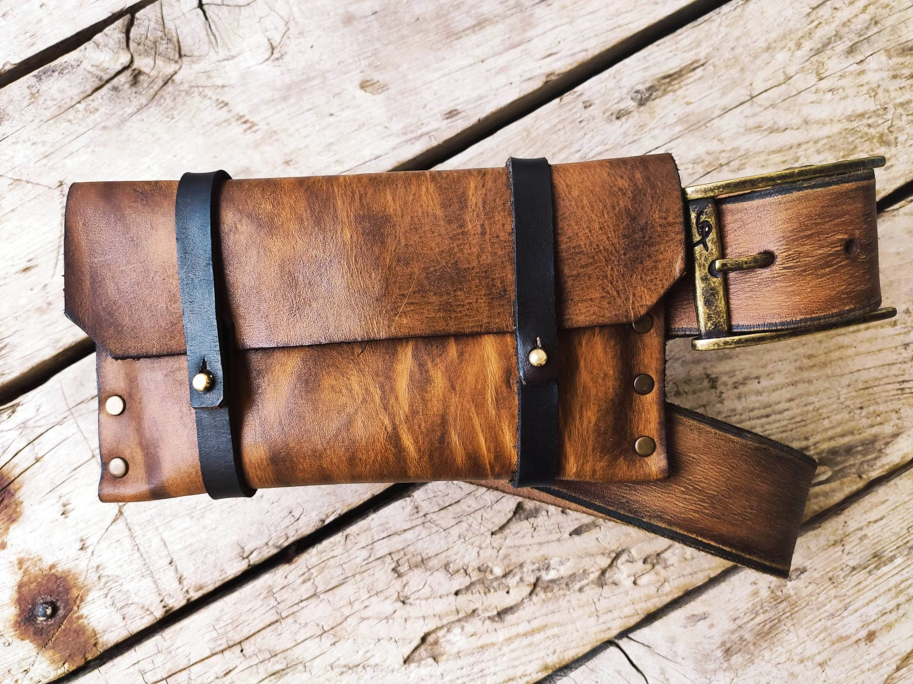 Brown Leather Pouch Bag - Phone Holder Tobacco Case Clutch  More - Sleek and Versatile Design