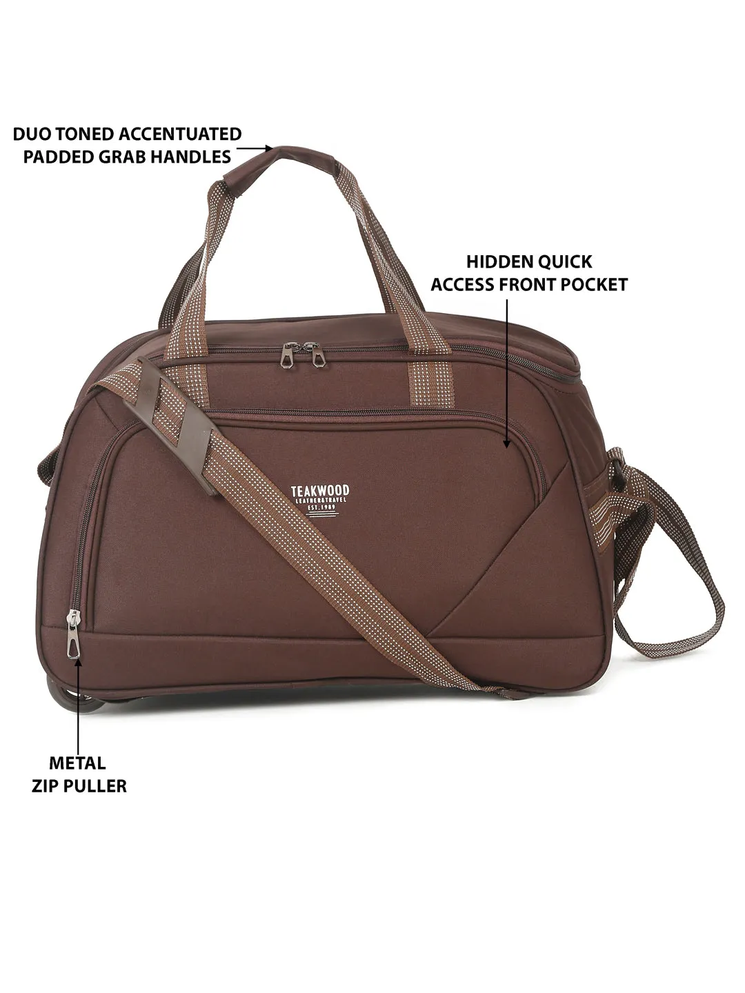 Brown Printed Large Duffel Bag