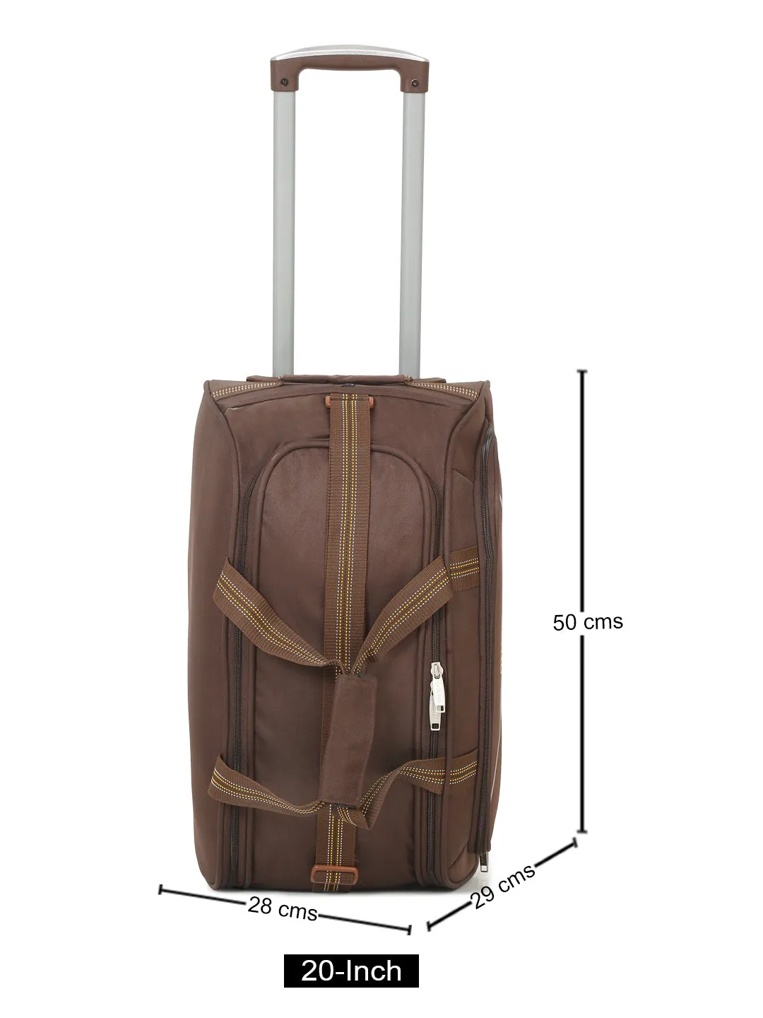 Brown Printed Small Duffel Trolley Bag