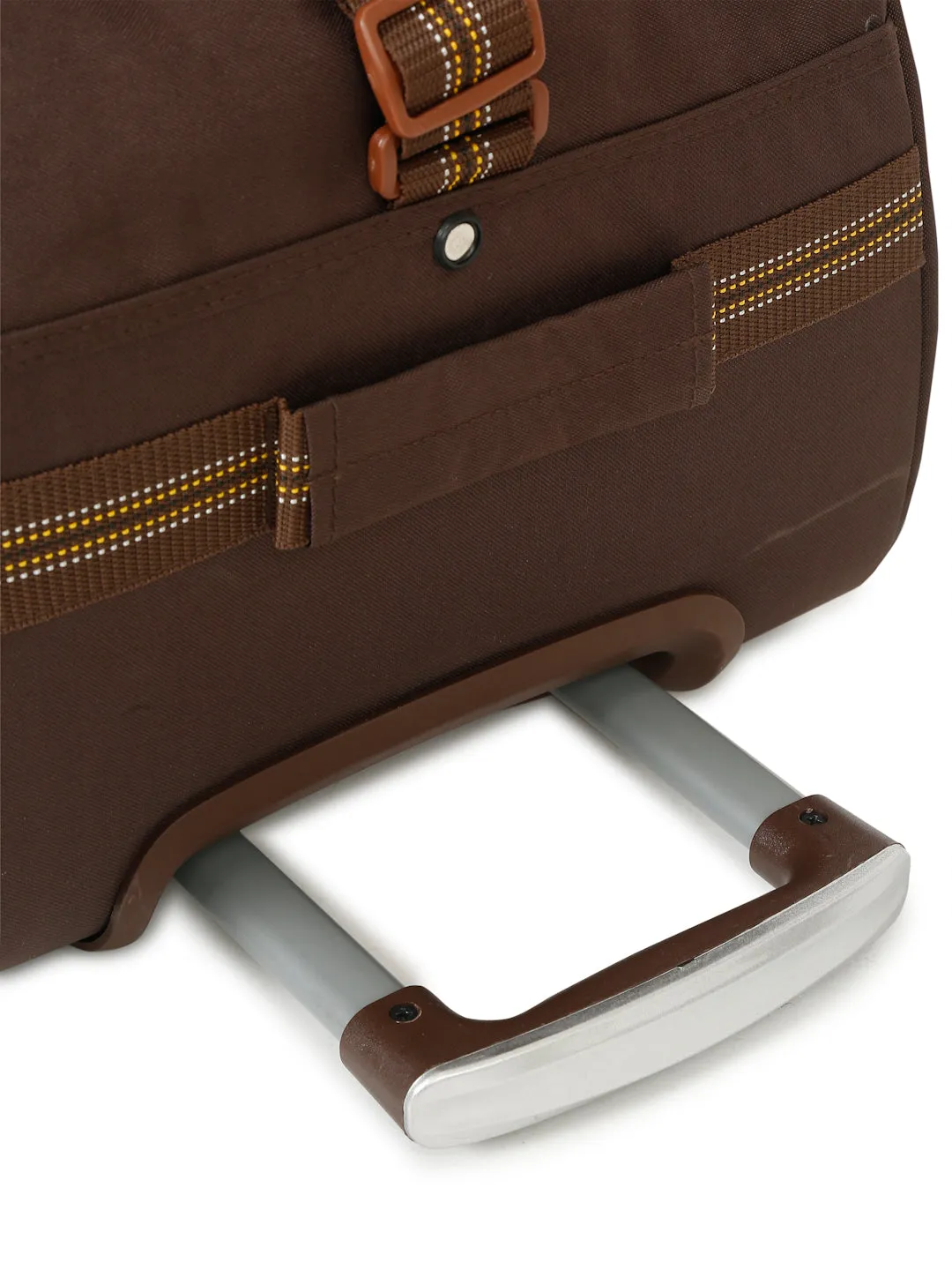Brown Printed Small Duffel Trolley Bag