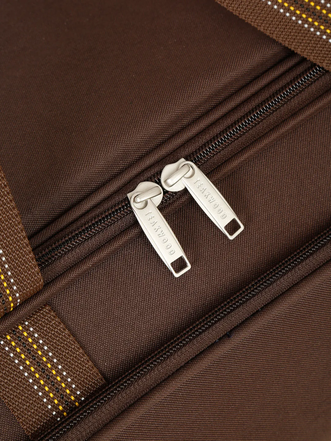 Brown Printed Small Duffel Trolley Bag