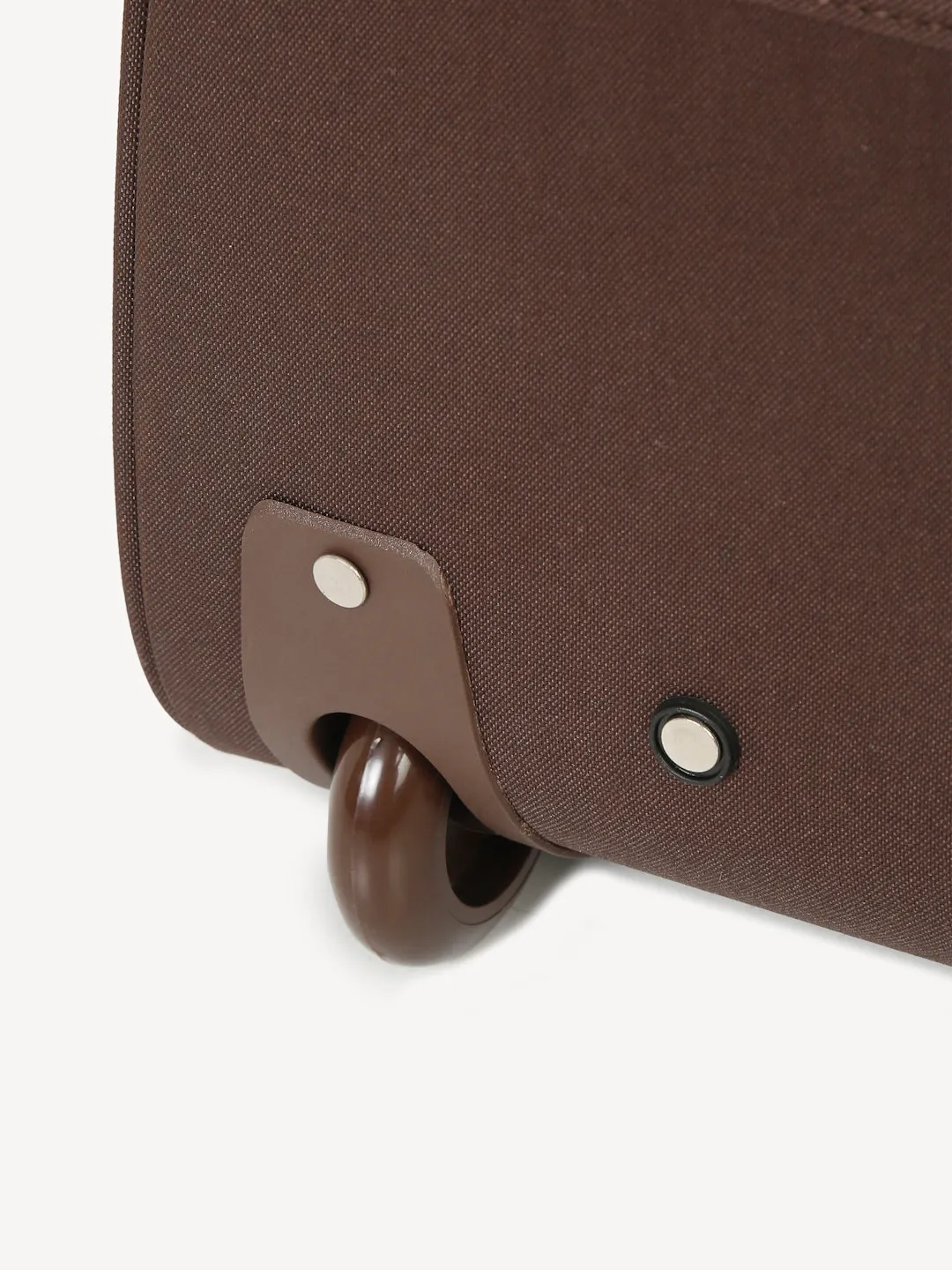 Brown Printed Small Duffel Trolley Bag