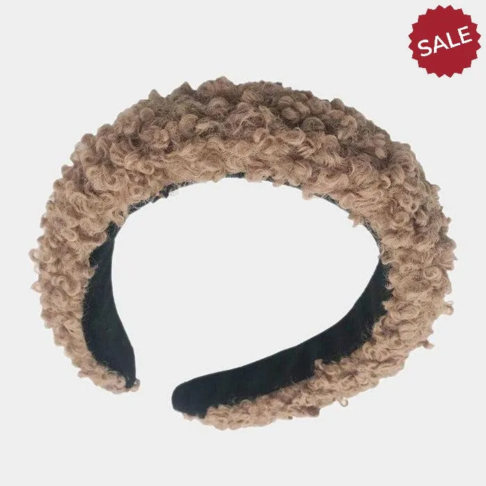 Brown Solid Teddy Bear Fur Headband