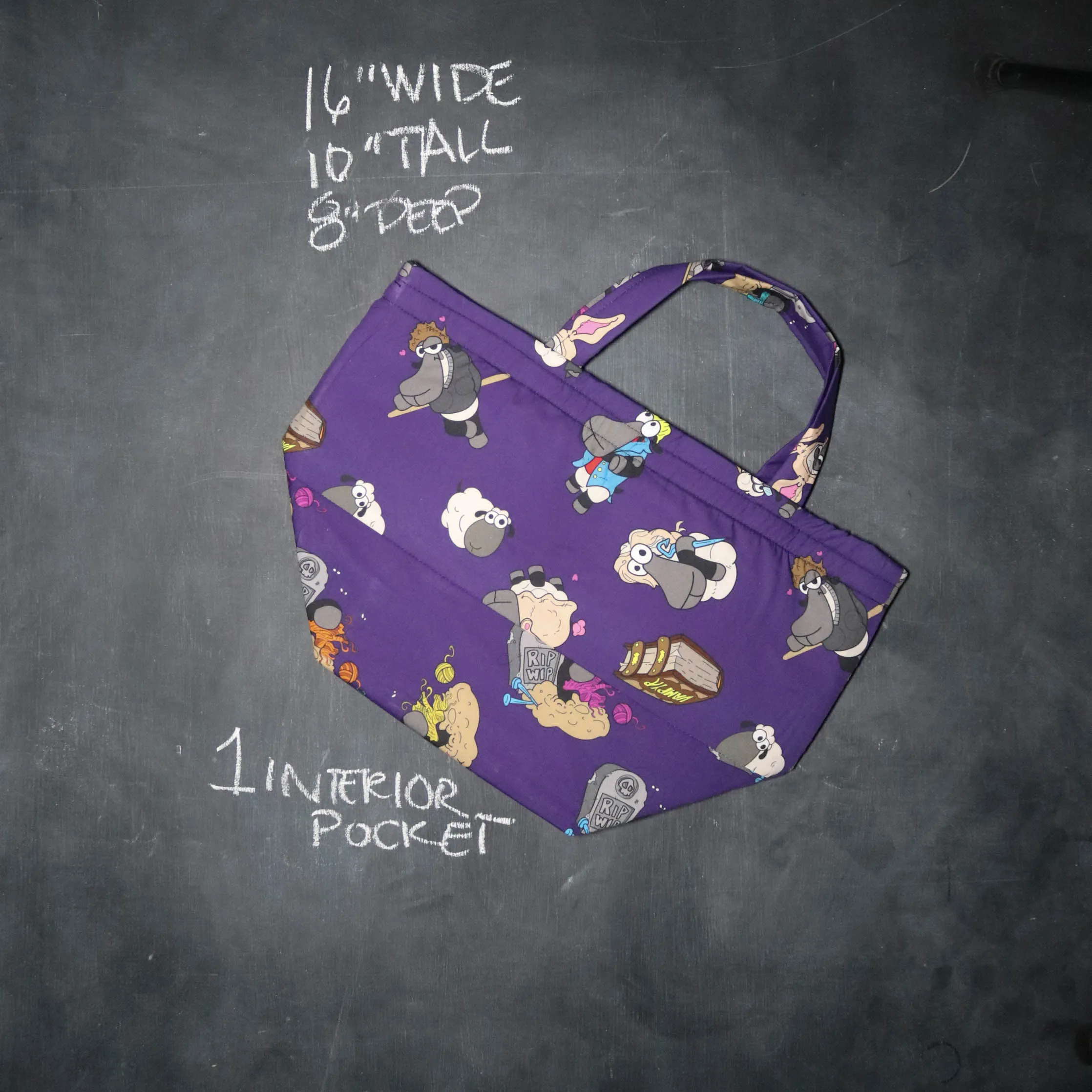 Bucket Tote Bag in Fluffy the Vampire Sheeple