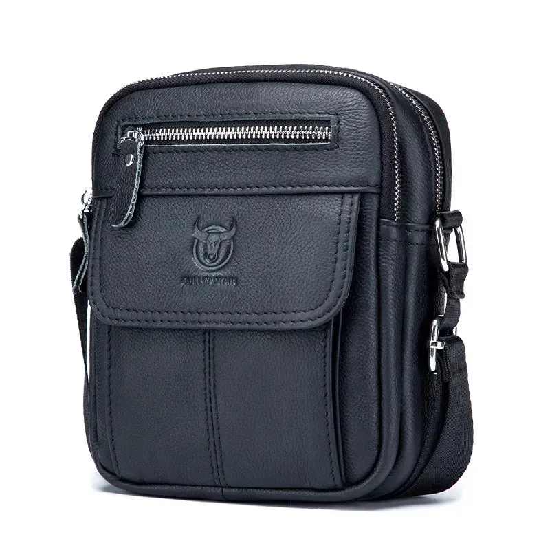 BULLCAPTAIN 2024 New Men's Genuine Leather Messenger Shoulder Bag Cowhide Male Small Casual  Crossbody Bag Fashion handbags