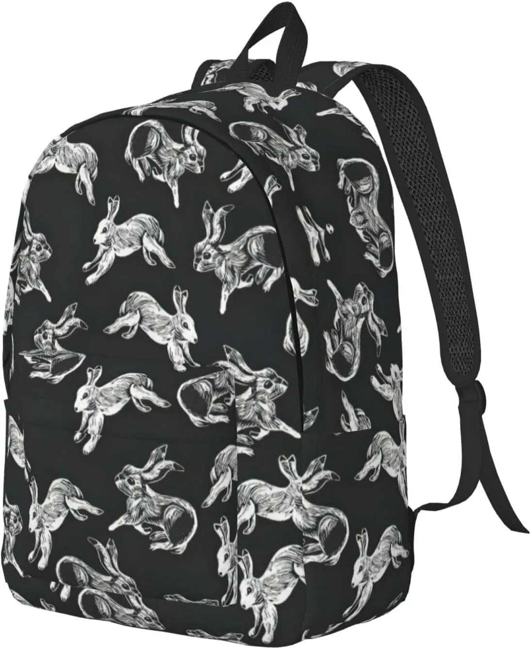 Bunny Rabbit Print Canvas Backpack Women,Mens Travel Casual Daypack Bookbag For Laptop Work Travel Hiking