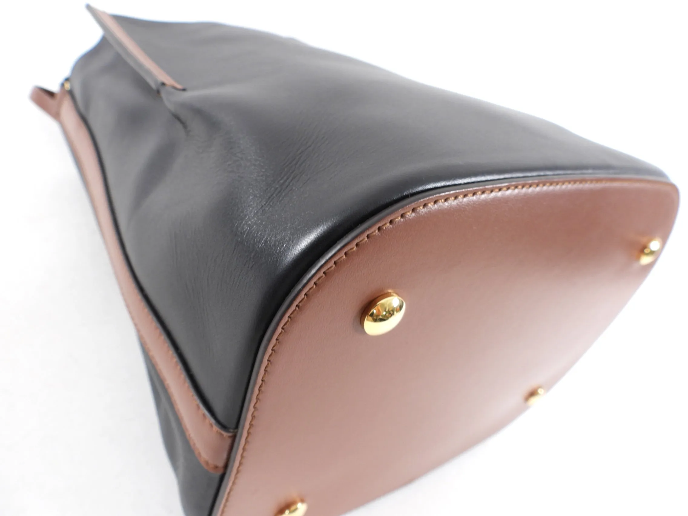 Burberry Black and Brown Leather Small Bucket Bag with Pouch
