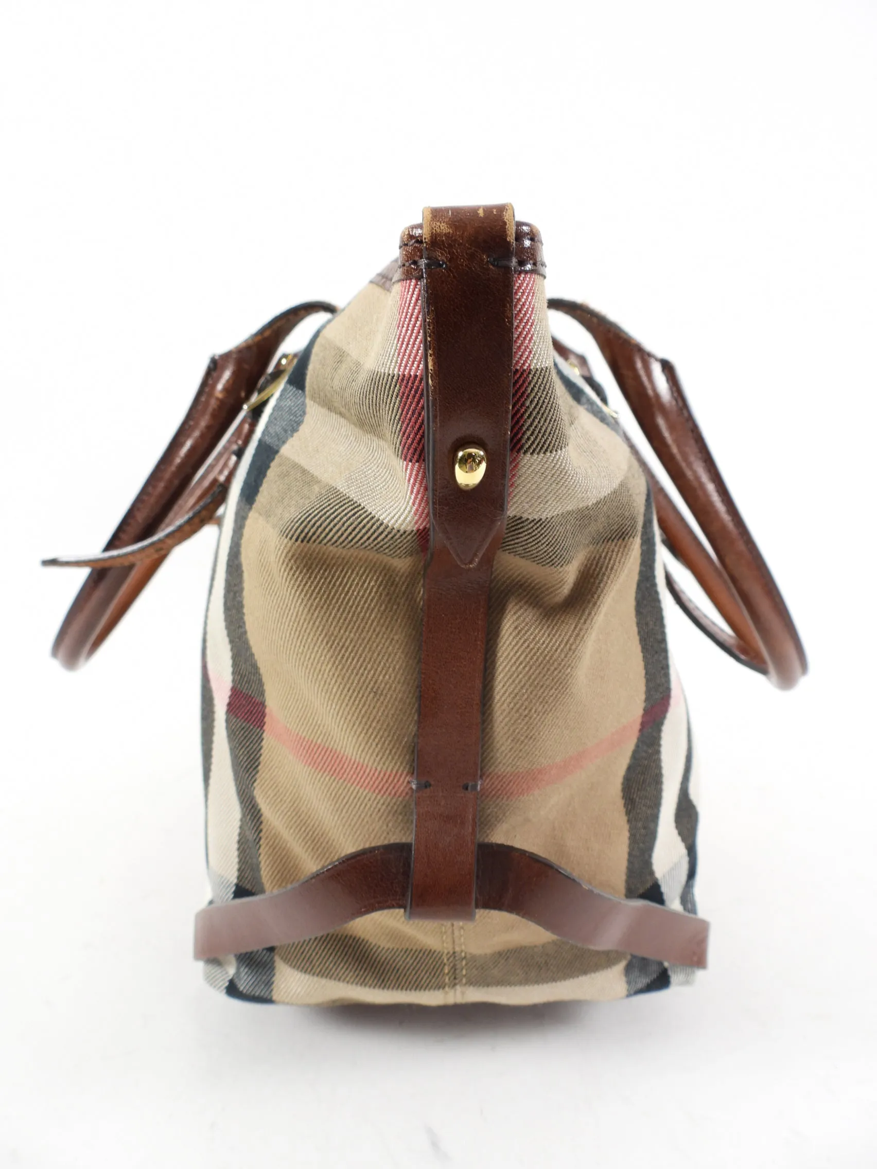 Burberry Fabric Check Tote Bag with Teddy Bear Charm