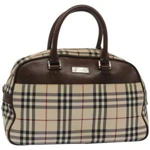 BURBERRY Nova Check Boston Bag Canvas Beige Auth 67063