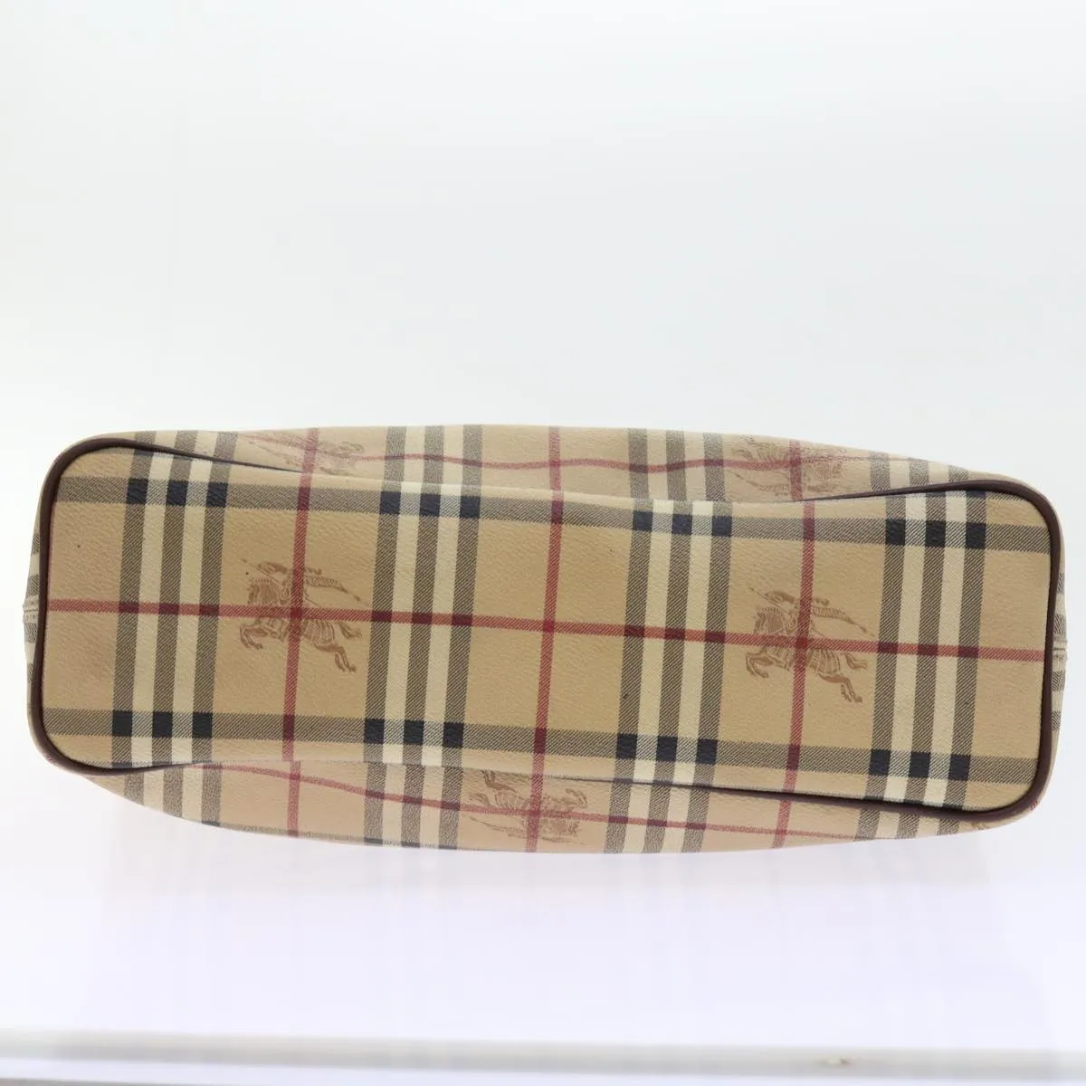 BURBERRY Nova Check Tote Bag PVC Leather Beige Auth 56575