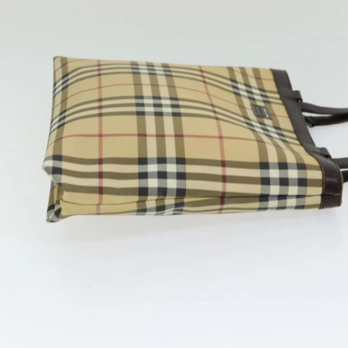 BURBERRY Nova Check Tote Bag PVC Leather Beige Auth th5205
