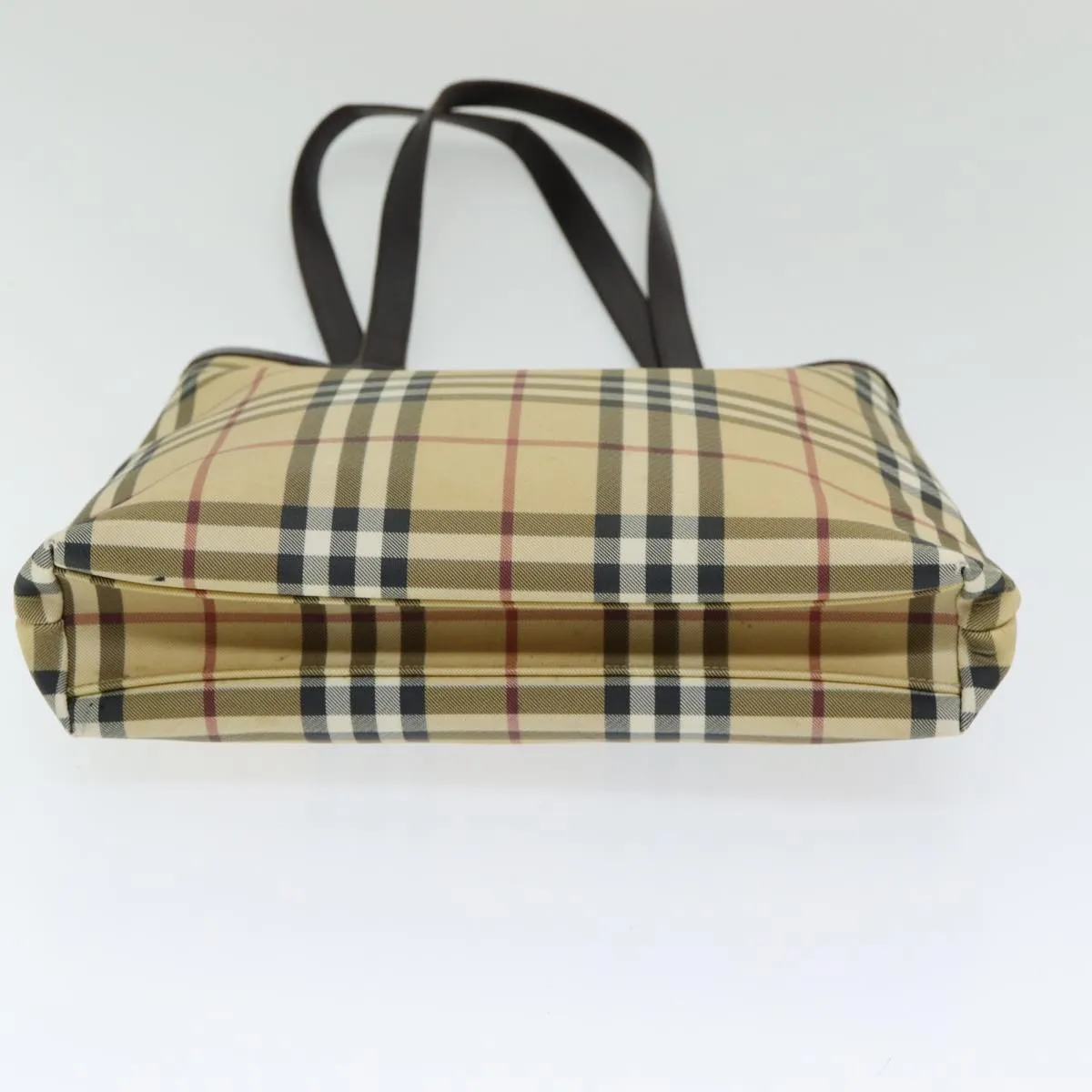 BURBERRY Nova Check Tote Bag PVC Leather Beige Auth th5205