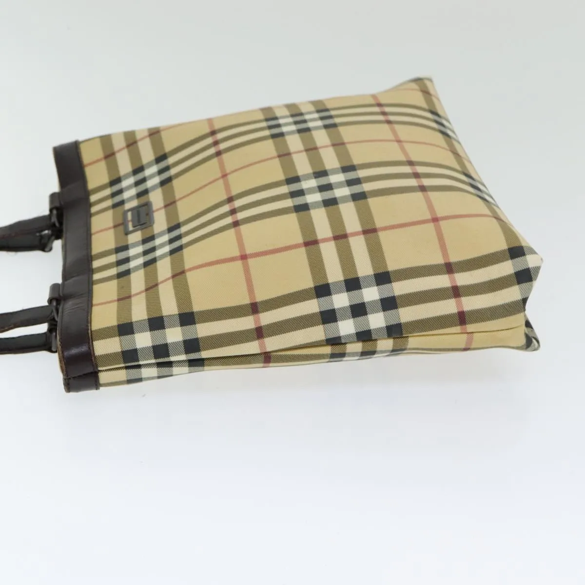 BURBERRY Nova Check Tote Bag PVC Leather Beige Auth th5205