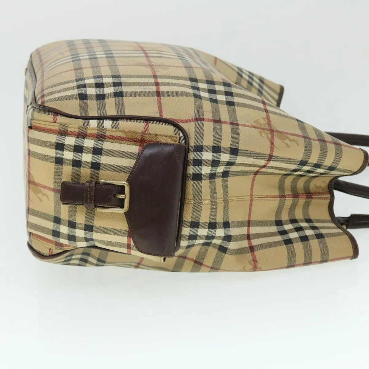 BURBERRY Nova Check Tote Bag PVC Leather Beige Brown  52765