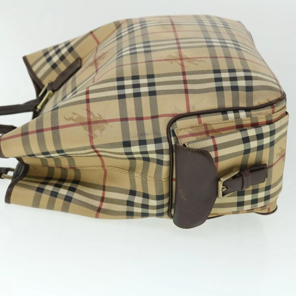 BURBERRY Nova Check Tote Bag PVC Leather Beige Brown  52765