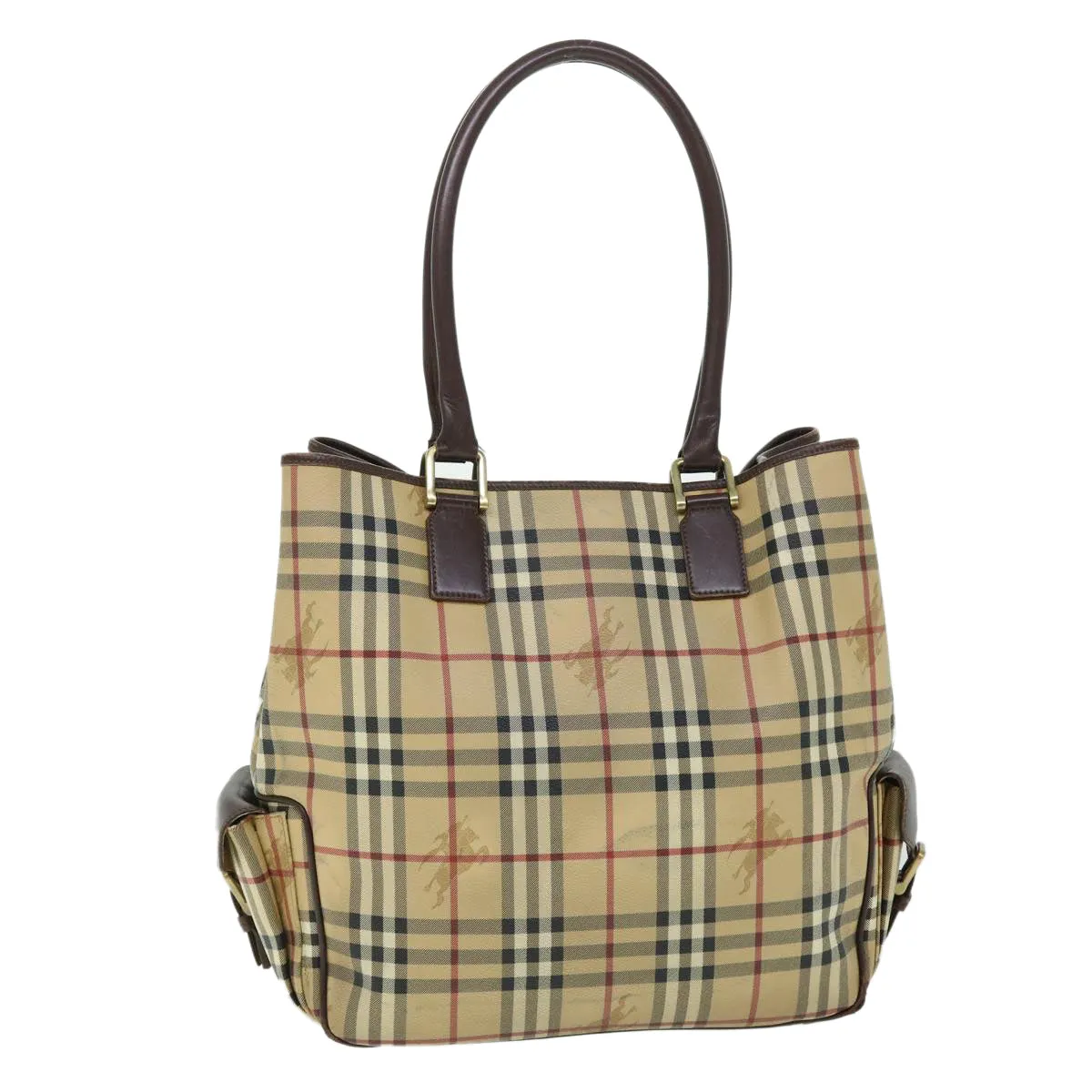 BURBERRY Nova Check Tote Bag PVC Leather Beige Brown  52765